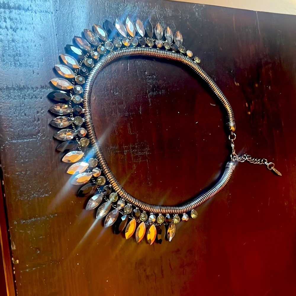 A Natasha Spiky gunmetal grey choker.
